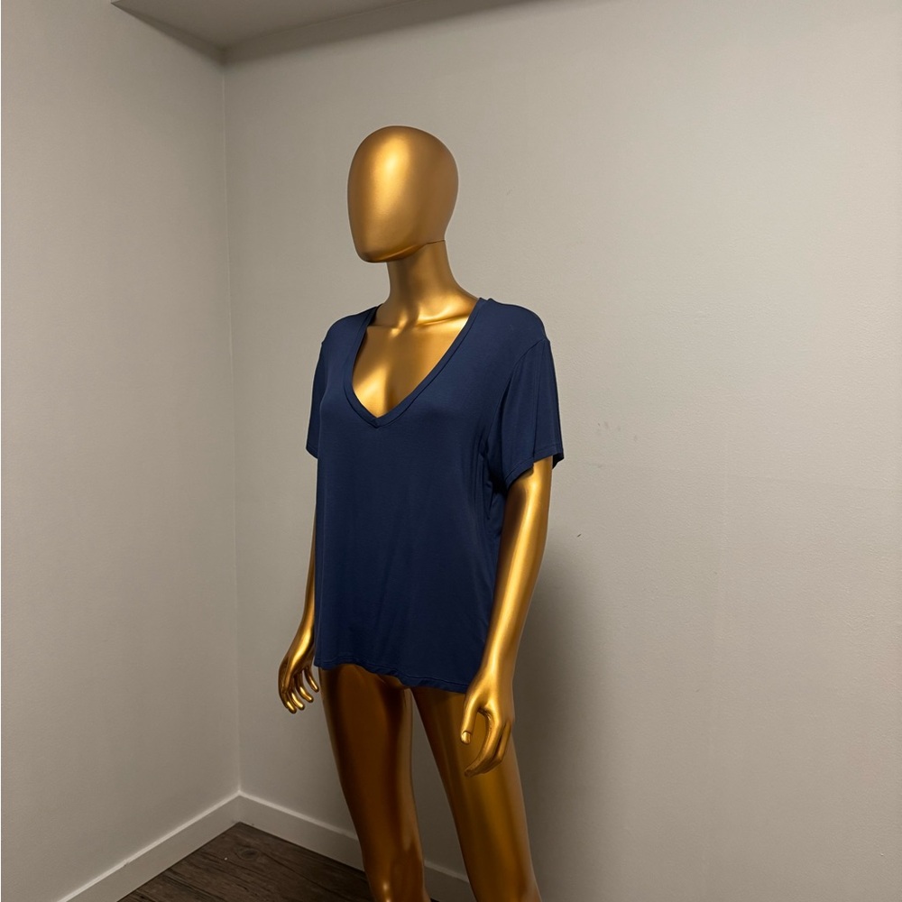 American Eagle Outfitters Deep Blue V-Neck Tee